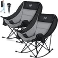 thumbnail image 1 of ABORON Oversized Rocking Camping Chair, 2-Pack Folding Camping Rocker Chair, Fully Padded Patio Chair with Cooler Bag and Side Pocket, Portable Outdoor Recliner Chair, Lawn Chairs with Carrying Bag, 1 of 9
