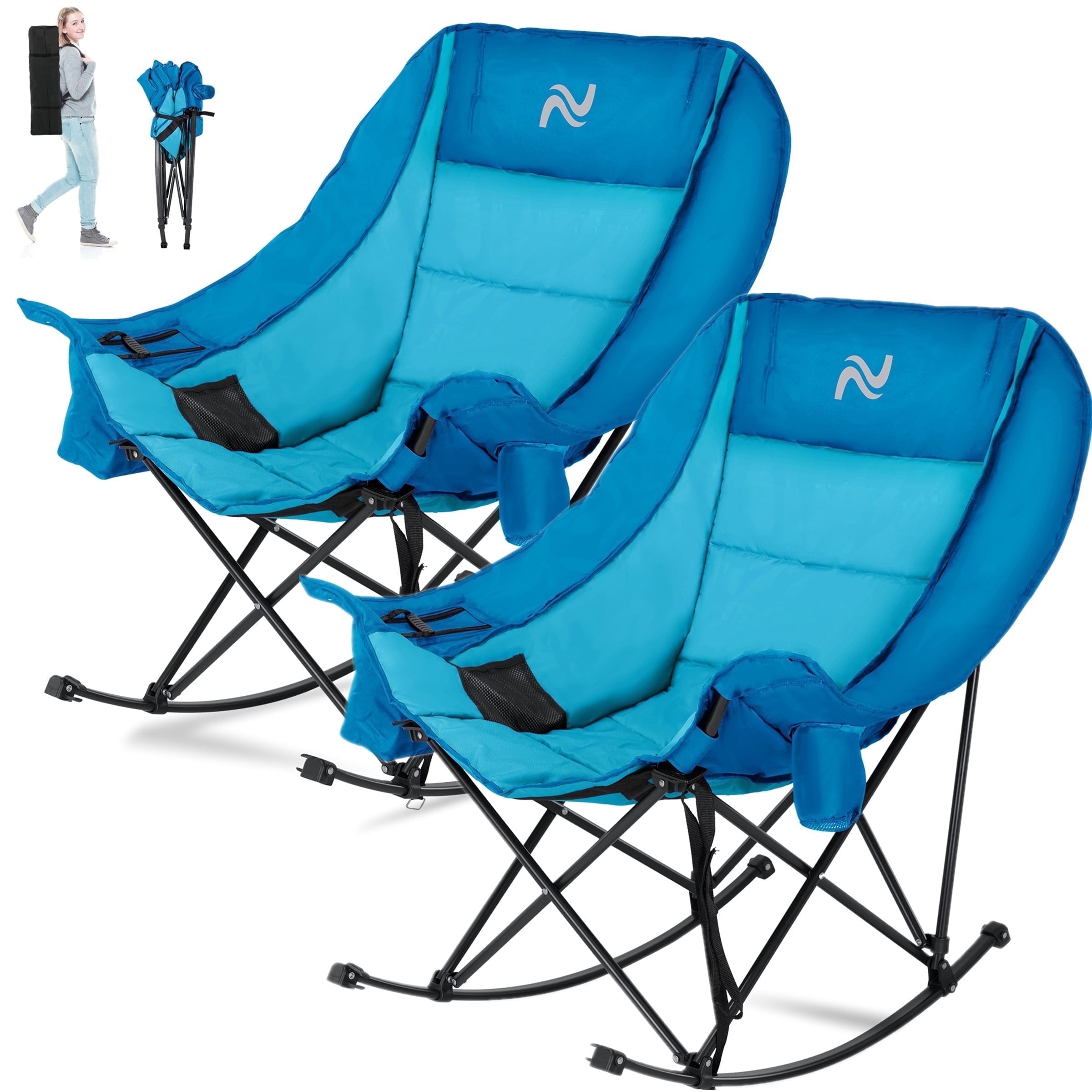 Camping Rocker ABORON Oversized Rocking Camping Chair, 2-Pack Folding Camping Rocker ...