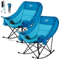 thumbnail image 1 of ABORON Oversized Rocking Camping Chair, 2-Pack Folding Camping Rocker Chair, Fully Padded Patio Chair with Cooler Bag and Side Pocket, Portable Outdoor Recliner Chair, Lawn Chairs with Carrying Bag, 1 of 9