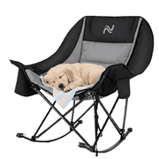 ABORON Oversized Rocking Camping Chair for Adults, Portable Folding Outdoor Rocker with Ice Bag, Supports up to 400 lbs, Classic Black