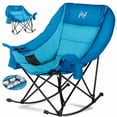 thumbnail image 1 of ABORON Oversized Rocking Camping Chair, Folding Camping Rocker Chair, Fully Padded Patio Chair with Cooler Bag and Side Pocket, Portable Outdoor Recliner Chair, Lawn Chairs with Carrying Bag, 1 of 10