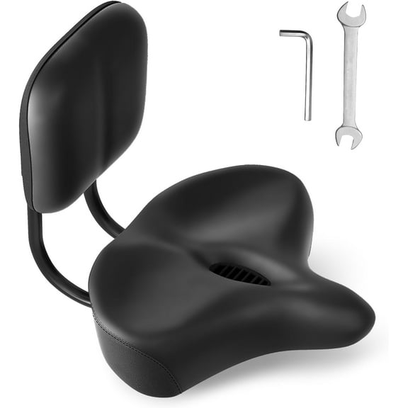 ABORON Oversized Universal Bike Seat with Backrest, Comfortable Replacement Bicycle Saddle for Men & Women, Compatible with Tricycle, Exercise and Road Bikes