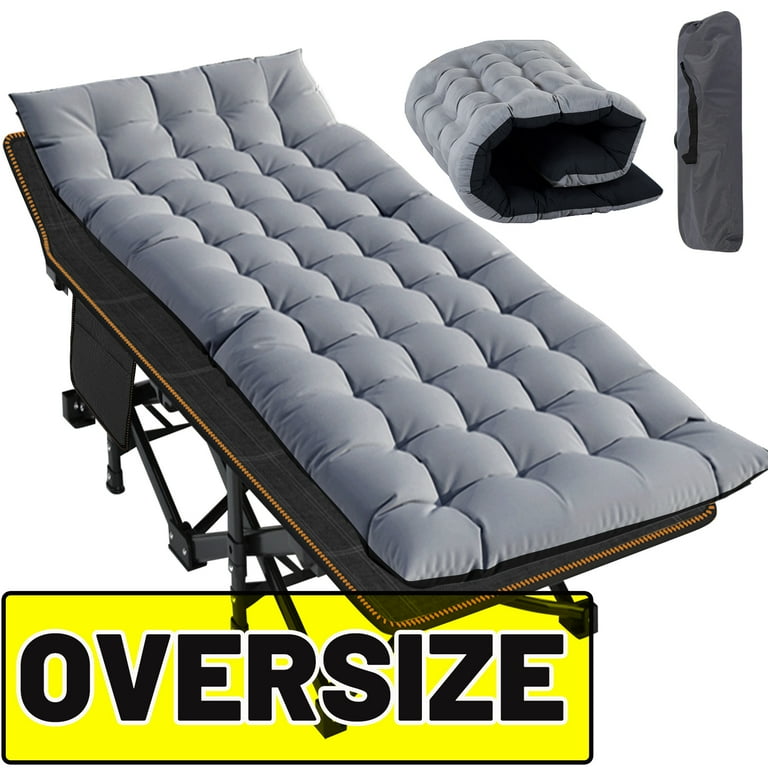 ABORON Oversized XXL Folding Camping Cot for Adults Kids 78 L x 32 W x 18 H Large Folding Guest Bed Cots 900lb Sleeping Cot Folding Bed with 2 Sided Mattress