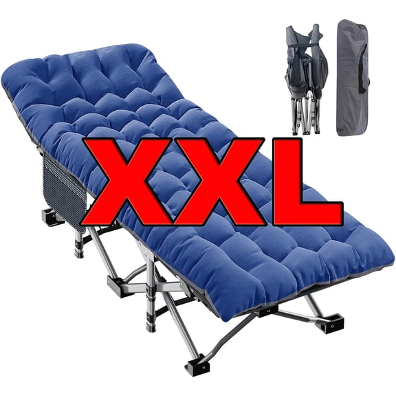 ABORON Oversized XXL Folding Camping Cot for Adults & Kids, 78" L x 32" W x 18" H Large Folding Guest Bed Cots, 900lb Sleeping Cot Folding Bed with 2 Sided Mattress & Carry Bag