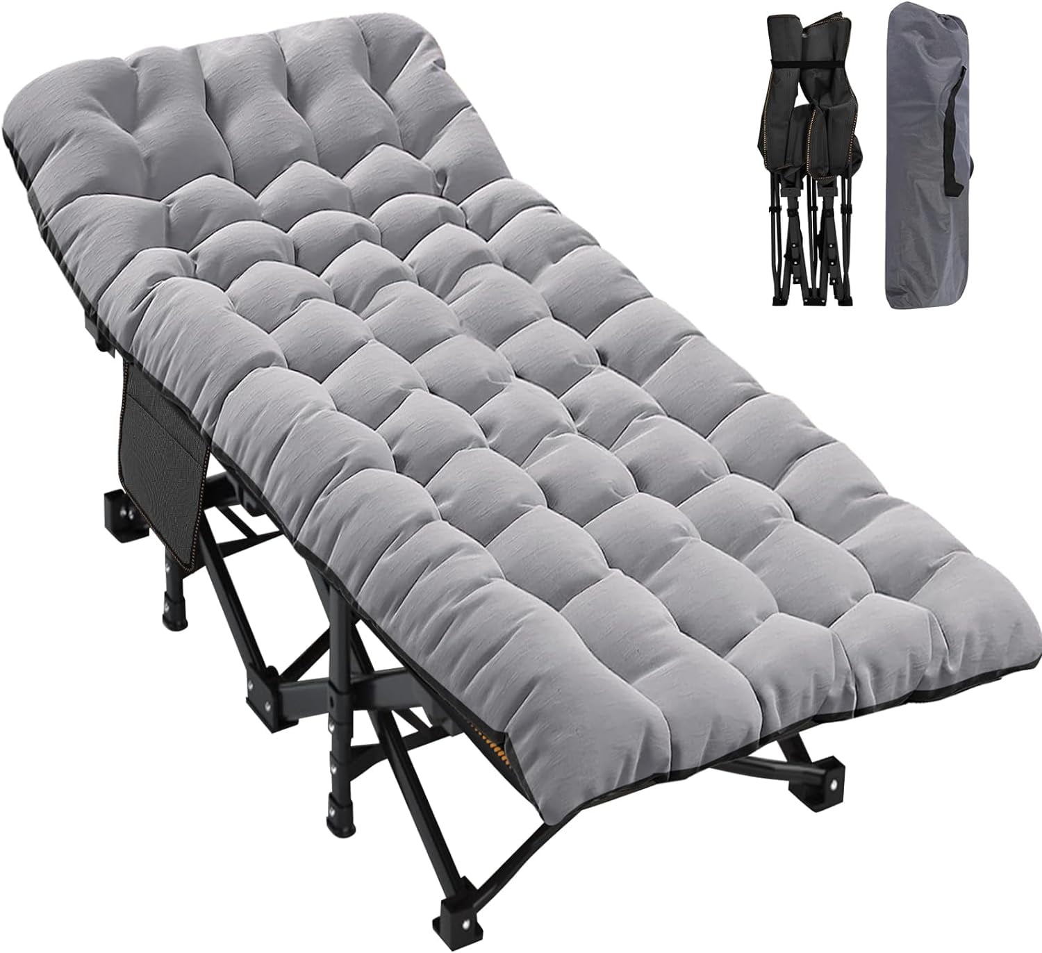 ABORON Oversized Folding Camping Cot With Mattress For Adults - 78"L X 32"W, Supports 900 Lbs