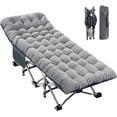 thumbnail image 1 of ABORON Oversized XXL Folding Camping Cot W/Mat for Adults, 78" L x 32" W x 18" H Heavy Duty Outdoor Bed with Carry Bag,1200 D Layer Oxford Travel Camp Cots, 1 of 6