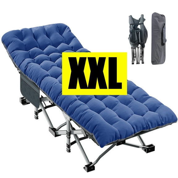 ABORON Oversized XXL Folding Sleeping Cots for Adults, 900lb Loading Double-Layer 1200D, Heavy Duty Guest Bed W/2 Sided Mattress & Carrying Bag, 78" L x 32" W x 18" H