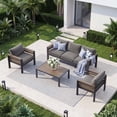 thumbnail image 1 of ABORON Patio Furniture Set, Patio Conversation Sets Sectional Sofa with 27" Deep Seating, 5-Seater Outdoor Patio Furniture Set w/ Coffee Table and All-Weather Thick Cushion, Easy Assembly, 1 of 9