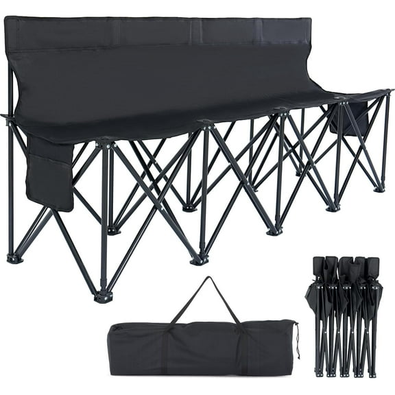 ABORON Portable Bench 4 Seat Soccer Benches for Team, Folding Sideline Bench for Sports Team Camping Chairs Foldable Sideline Soccer Bench with Carry Bag, Black