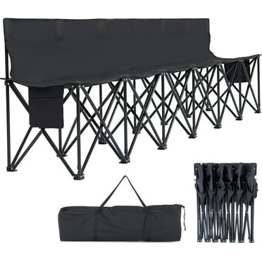 ABORON Portable Bench 6 Seat Soccer Benches for Team, Folding Sideline Bench for Sports Team Camping Chairs Foldable Sideline Soccer Bench with Carry Bag, Black
