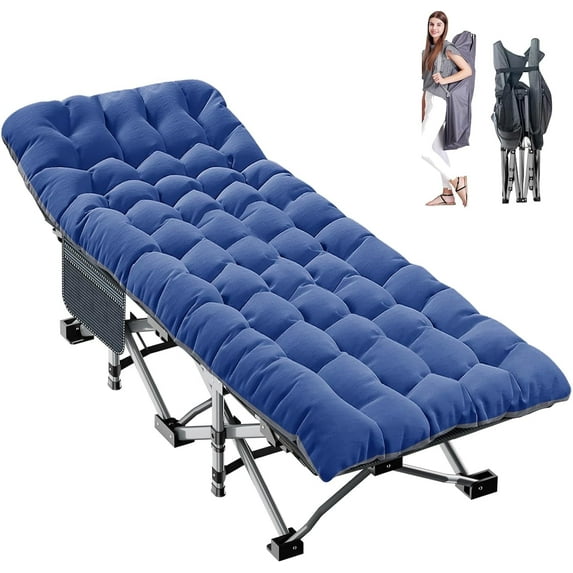 ABORON Portable Folding Sleeping Cots with 2 Sided Cushion & Carry Bag, 75''x28'' Folding Camping Cot, Guest Folding Bed Cot for Adults & Kids