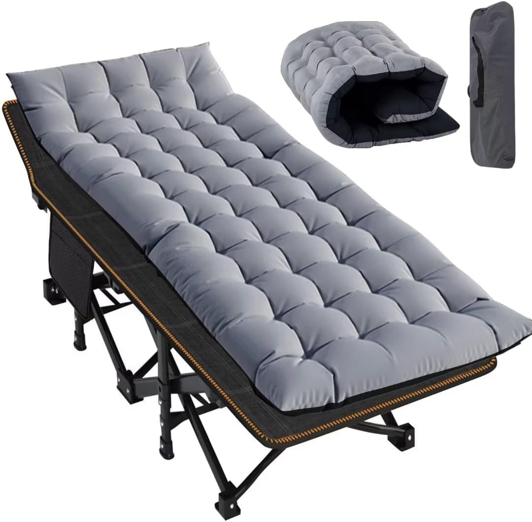 ABORON Portable Folding Sleeping Cots with 2 Sided Cushion & Carry Bag ...