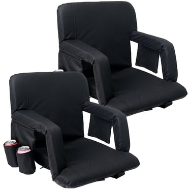 ABORON Portable Stadium Seats for Bleachers with Back Support Wide 21Inch, 2 Pack Stadium Seat Bleacher Chair with 6 Reclining Positions, Armrests, Stadium Chairs for Outdoor Sport Events