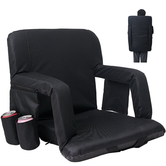 ABORON Portable Stadium Seats for Bleachers with Back Support Wide 21Inch,Stadium Seat Bleacher Chair with 6 Reclining Positions, Armrests, Stadium Chairs for Outdoor Sport Events