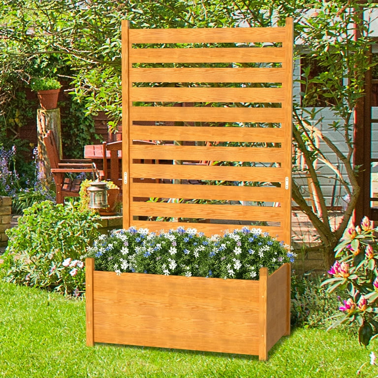 Aboron Privacy Screen Outdoor Privacy Fence Panels for Outside,41 inchW x 73 inchh Pool Equipment Enclosure Wood Decorative Fence with Planter Box