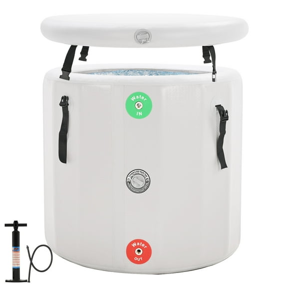 ABORON Round Ice Bath Tub Cold Plunge Tub with Cover for Athletes, 185 Gallons Cold Water Plunge Tubs, Portable Ice Bath at Home Outdoor, Water Chiller Compatible, 39.4in x 39.4in x 35.4in