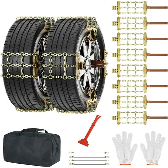 ABORON Snow Tire Chains for Pickup Trucks, 10 Pack Upgraded Emergency Snow Chains for Cars/SUVs/Pickup Trucks, Anti Skid Snow Chains Car Winter Tire Wheels Chain for Tire Width 215-285mm