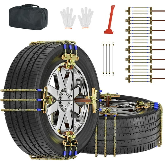 ABORON Cable Snow Chains 8 Pack, Tire Chains for Cars/SUVs/Pickup Trucks, Security Chains, for Tire Width 215-285 mm, Easy Installation & Durability