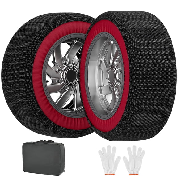 ABORON Snow Socks for Automotive Tires - Set of 2 Antiskid Tire Socks for Winter Emergency, Snow Traction Device Fits Cars, SUVs, Minivans, Tire and Wheel Accessories