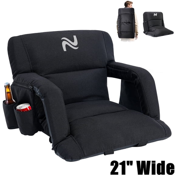 ABORON Stadium Seats for Bleachers with Back Support Wide 21 Inch, Portable Waterproof Stadium Seat Bleacher Chair with 6 Reclining Positions, Armrests, Stadium Chairs for Outdoor Sport Events