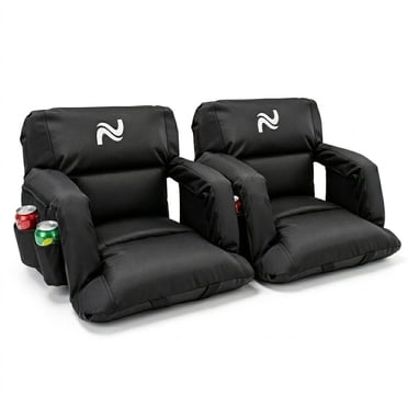 ABORON Stadium Seats 2 Pack with Back Support - 25" Extra Wide Padded Bleacher Chair, 6 Reclining Positions, Portable Stadium Seat for Bleachers with Adjustable Armrests, Fit Outdoor Sports Events
