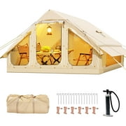 4-6 Person Inflatable Tents for Camping, Outdoor Blow Up Tent with Hand Pump, Glamping Family Camping Tent Easy Setup, Luxury Oxford Cabin with Mesh Windows & Doors 4 Season Waterproof Windproof