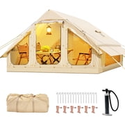 4-6 Person Inflatable Tents for Camping, Outdoor Blow Up Tent with Hand Pump, Glamping Family Camping Tent Easy Setup, Luxury Oxford Cabin with Mesh Windows & Doors 4 Season Waterproof Windproof