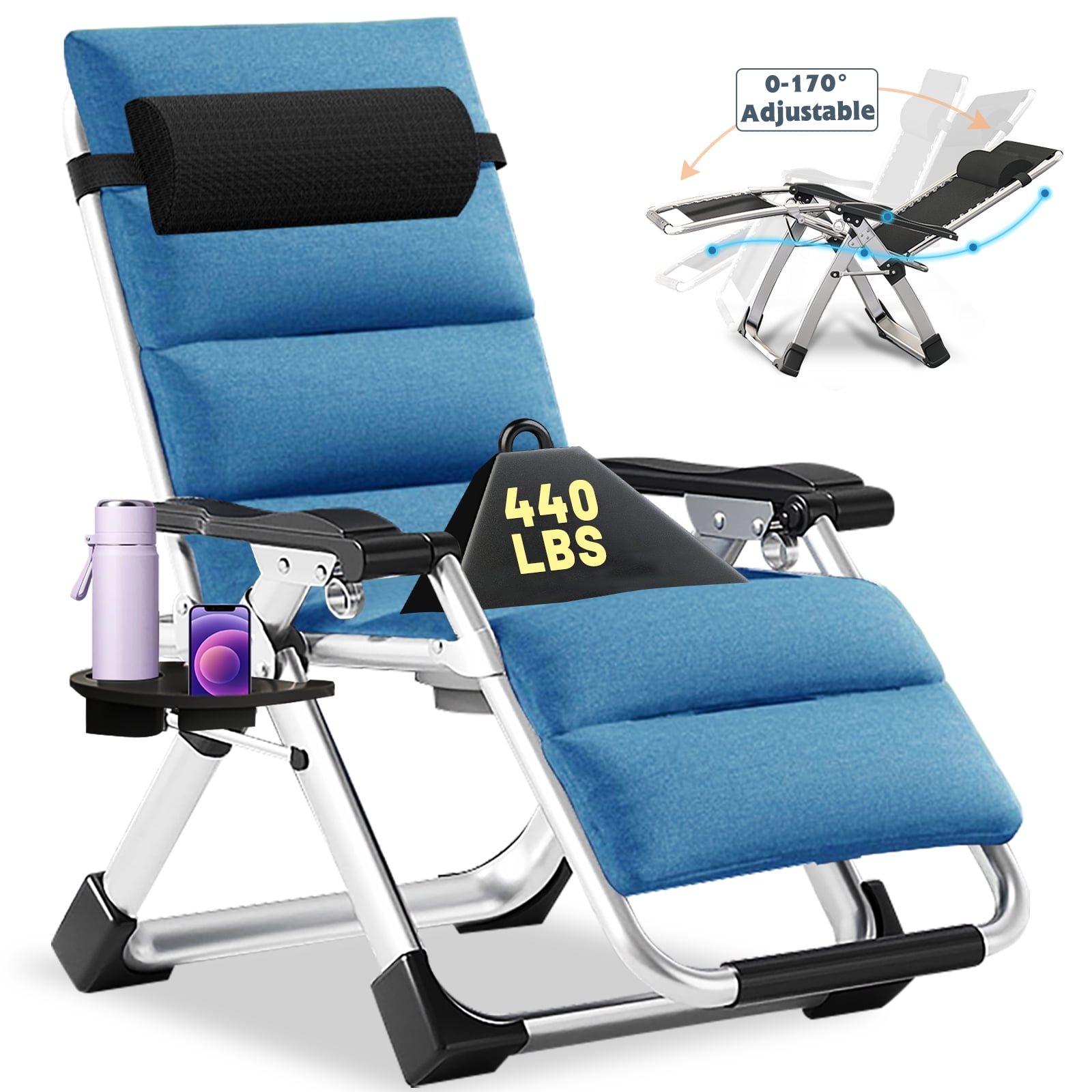 ABORON Zero Gravity Lounge Chair with Removable Cushion and Headrest ...