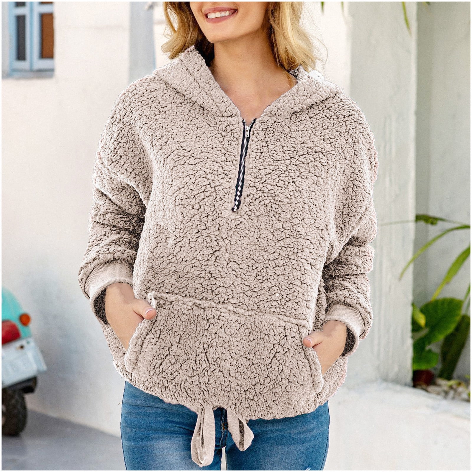 Women Fall Pullover Parkas Striped O-Neck Long Sleeve Coats