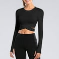 thumbnail image 1 of ABOUTYES Workout Tops for Women with Thumb Hole Long Sleeve Criss Cross Crop Tops Slim Fit Stretch Yoga Gym Athletic Tops Tees, 1 of 3
