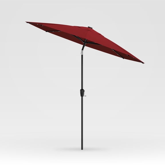 Above 10 Feet Solar LED Aluminum Patio Outdoor Market Umbrella, Scarlet Red