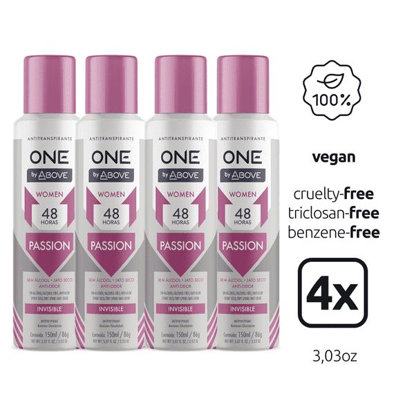 ABOVE Women One Passion Antiperspirant Spray, 48-Hour Protection, 5.07 fl. oz, Pack of 4