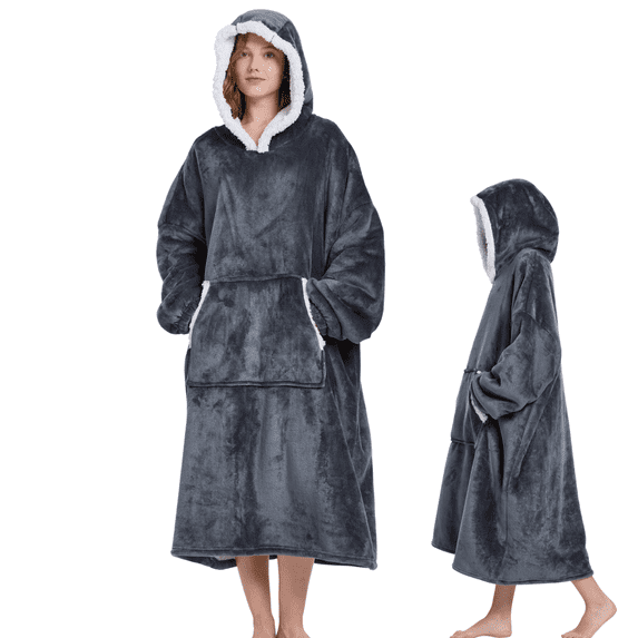 ABOYIART Unisex Wearable Hoodie Blanket, Oversized Ultra Soft Flannel, Large Pockets, Warm Winter Christmas Gift, Cozy Loungewear (Long Available)