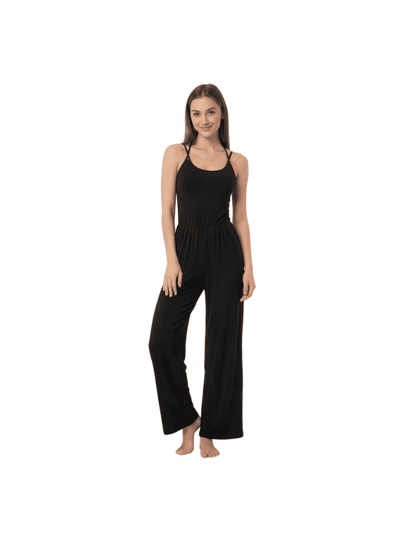 Jumpsuit for Women Summer, Solid‑Color Thin‑Strap Casual Outfit, Fitted Upper, Loose Wide‑Leg Pants