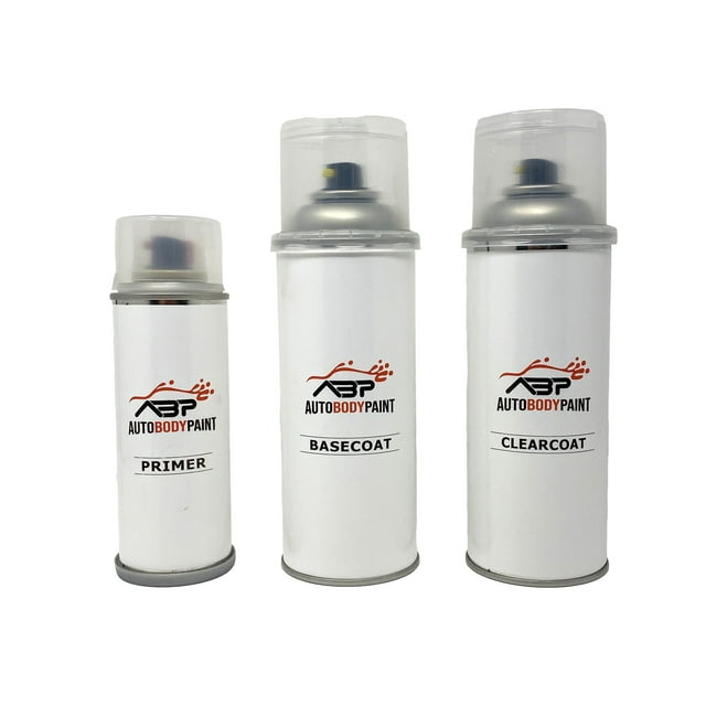 ABP Repair Paint 12 Oz Basecoat, Clearcoat (1K) and Primer (1K) Compatible With Alloy Metallic Ford Flex || Code: 8N8C