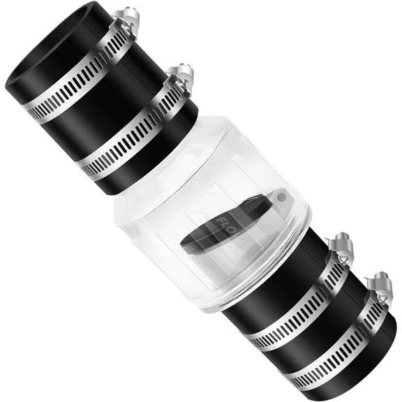 ABPETE 1 1/2 Inch Sump Pump Check Valve-Silent Check Valve with Spring-Loaded Flapper, Check Valve for Backflow Prevention, Includes Steel Clamps Fit 1-1/2″ Pipe