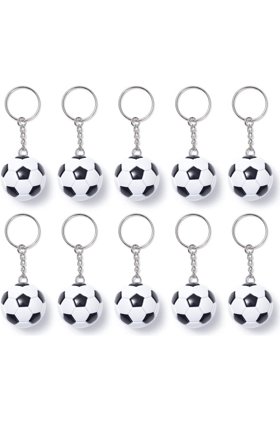 10 PCS Soccer Ball Keychains, Mini Football Key Chain, Sports Ball Key Ring for Party Favors, Team Souvenir, Sport Rewards, Event Giveaways