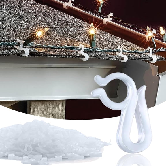 ABPETE 100 Pack Christmas Light Clips,White Plastic Mini Rope Clips, Weatherproof Outdoor for String Lights, Roof, Shingles, Gutters, Icicle