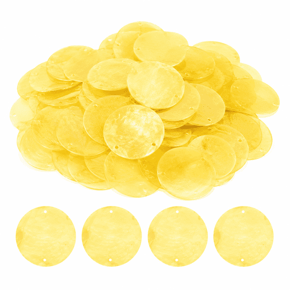 ABPETE 100 Pcs Round Shell Slices, 1.97 Inch Pre-Drilled Fritillaria Shell Discs for Wind Chimes, Curtain Decor, Chandeliers and DIY Crafts,Orange