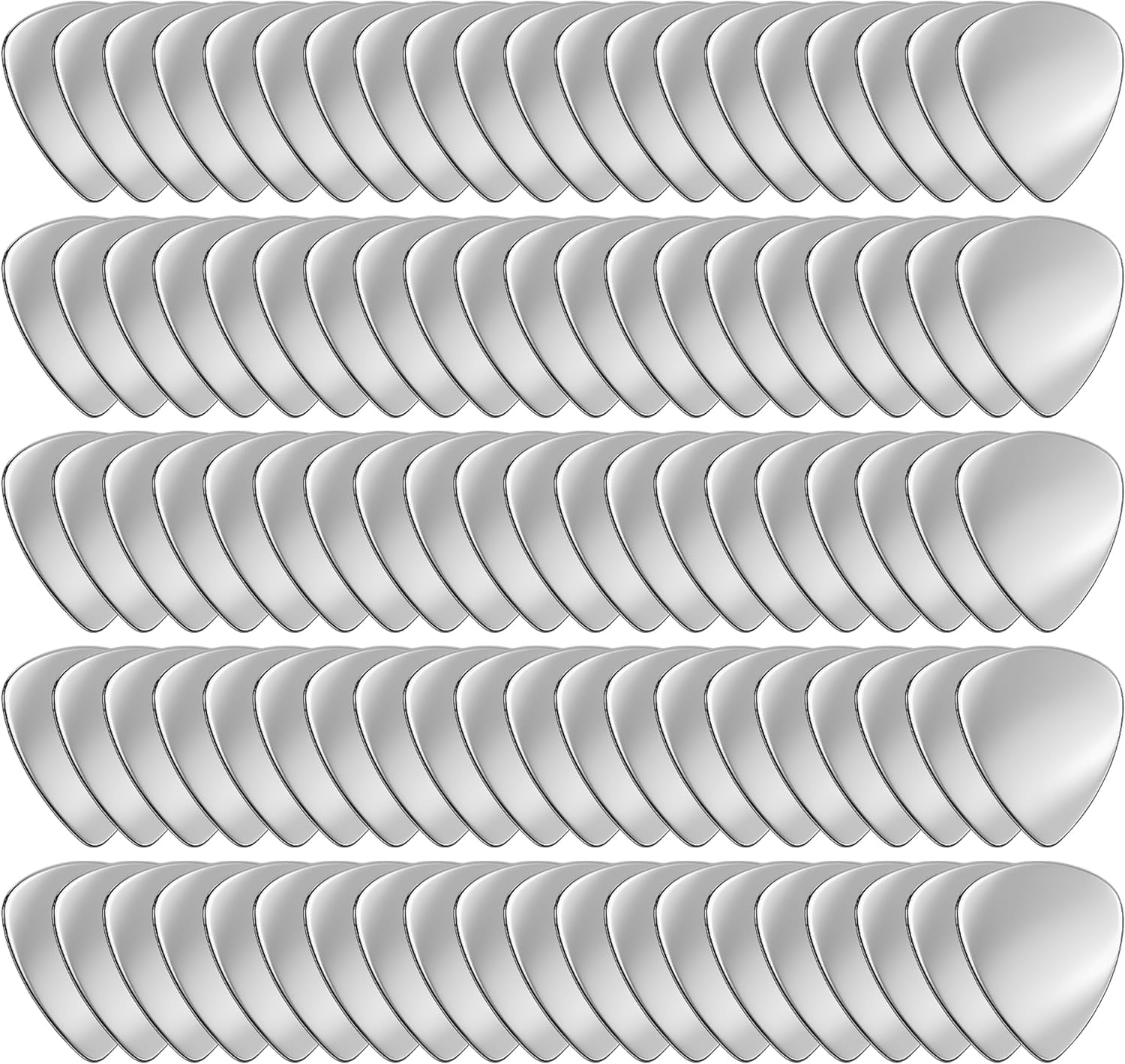 ABPETE 100PCS Metal Guitar Picks Stainless Steel Guitar Picks – 0.3mm Thickness Silver Tone Plectrums for Musical Instrument, Electric Guitar, Bass, Ukulele – Bulk Pack – New