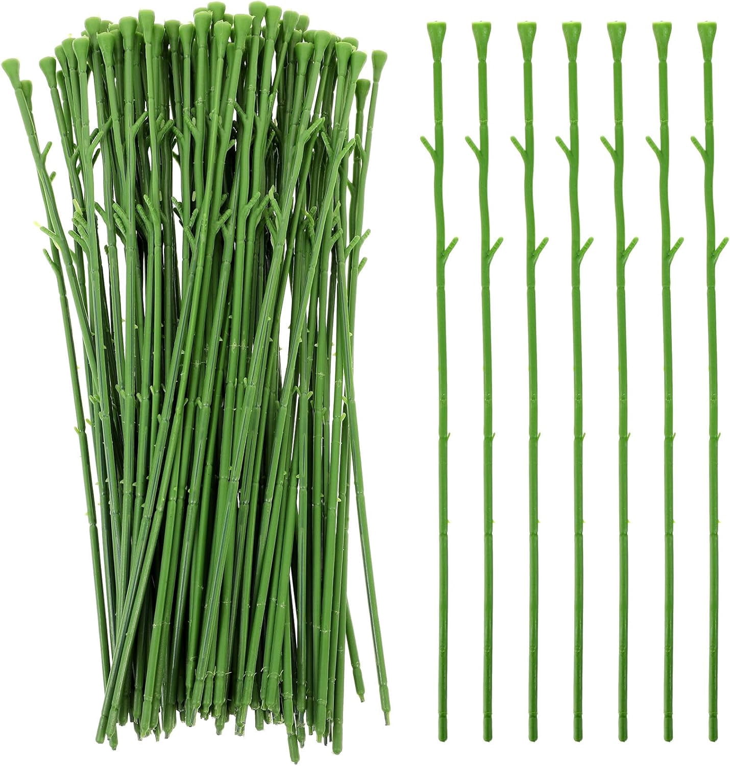 ABPETE 100Pcs Floral Wire Stem Plastic Artificial Floral Green Stem Wire DIY Craft Bouquet Making Floral Arrangement Tools