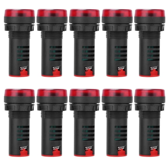 ABPETE 10Pcs LED Buzzer Alarm Indicator Lamp with Red Flashing Light and Builtin Speaker, AC/DC 12V for Home Security and Industrial Alarm Systems