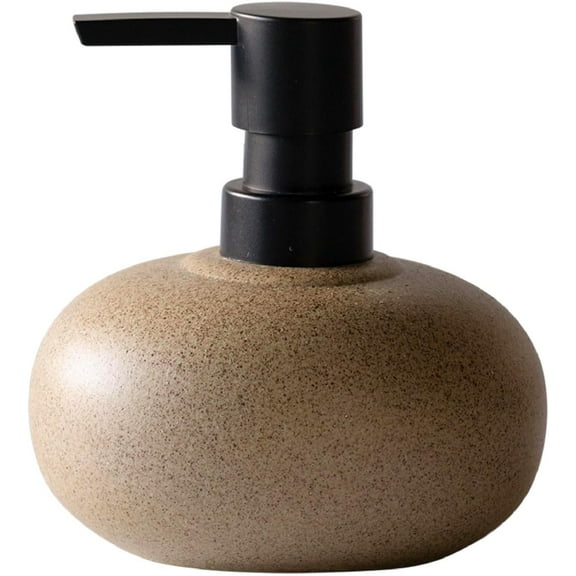ABPETE 10oz Ceramic Hand Soap Dispenser, Elegant Liquid Soap Dispenser for Bathroom Countertop, Heavy & Sturdy Dish Wash SoapDispenser for Kitchen (Brown)