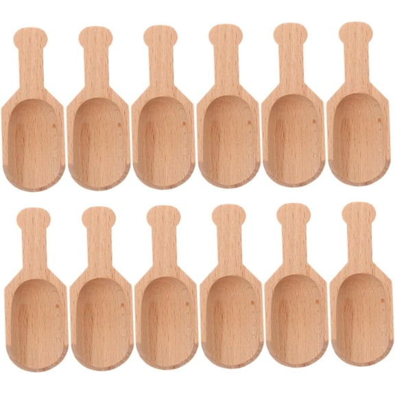 ABPETE 12Pcs Wooden Spoons for Cooking Mini Salt Sugar Condiment Spoons Eco-Friendly Kitchen Utensils for Home Use