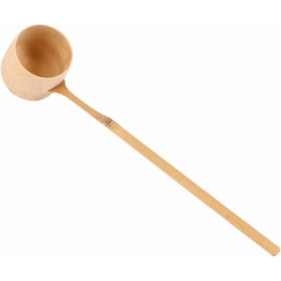 ABPETE 1pc Handmade Bamboo Water Ladle Japanese Style Natural Dipper Spoon for Tea Ceremony and Kitchen Use Compact Design for Tea Parties and Dining