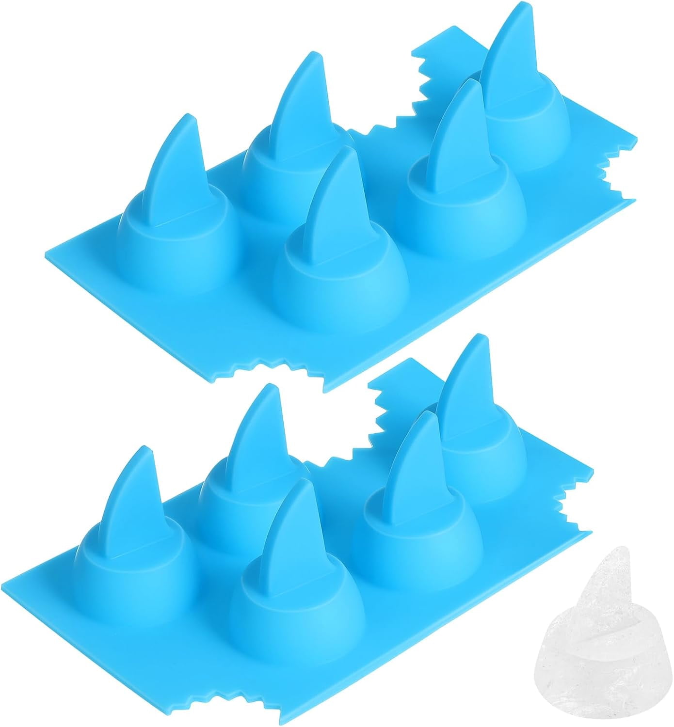 ABPETE 2 Pack Silicone Ice Cube Tray, Shark Fin Shaped Ice Trays for ...