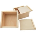 ABPETE 2 Pack Unfinished Wood Storage Box with Slide Lid, Blank Natural ...
