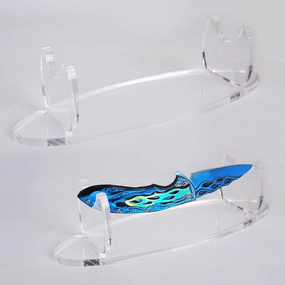 ABCISI Dagger Display Stand, Acrylic Desktop Pen Holder Display Stand, Makeup Brush Rack Organizer Wand Holder,  Showcase for Home School Office (Oval Transparent 2 packs)