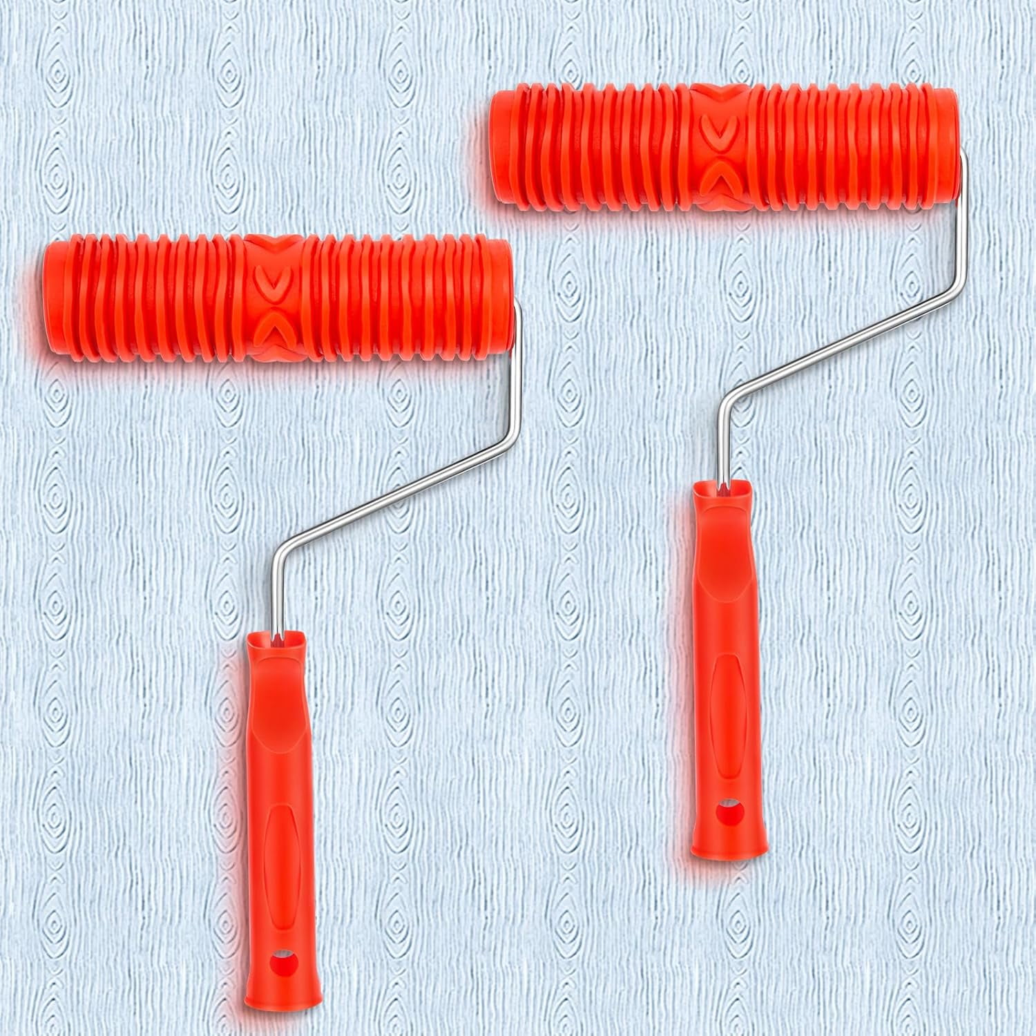 ABPETE 2 Pcs 7'' Texture Roller Pattern Paint Roller for Wall Decoration Classic Rubber Roller Texture Roller Tool to Add Design to Thick Slurry Elastomeric Coatings, Not Paint Rollers (Eg300t)