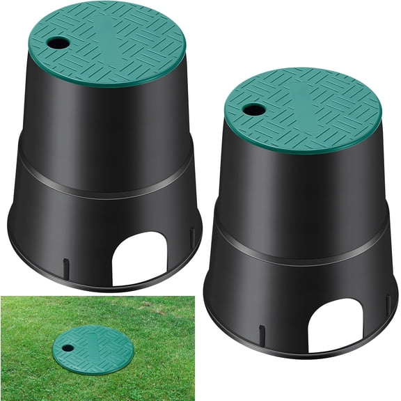 ABPETE 2 Pcs 910 Electrical Splice Box, 6 Inch Diameter Underground Electrical Junction Box Inground Electrical Box for Outdoor Electrical Wiring Splices, Black